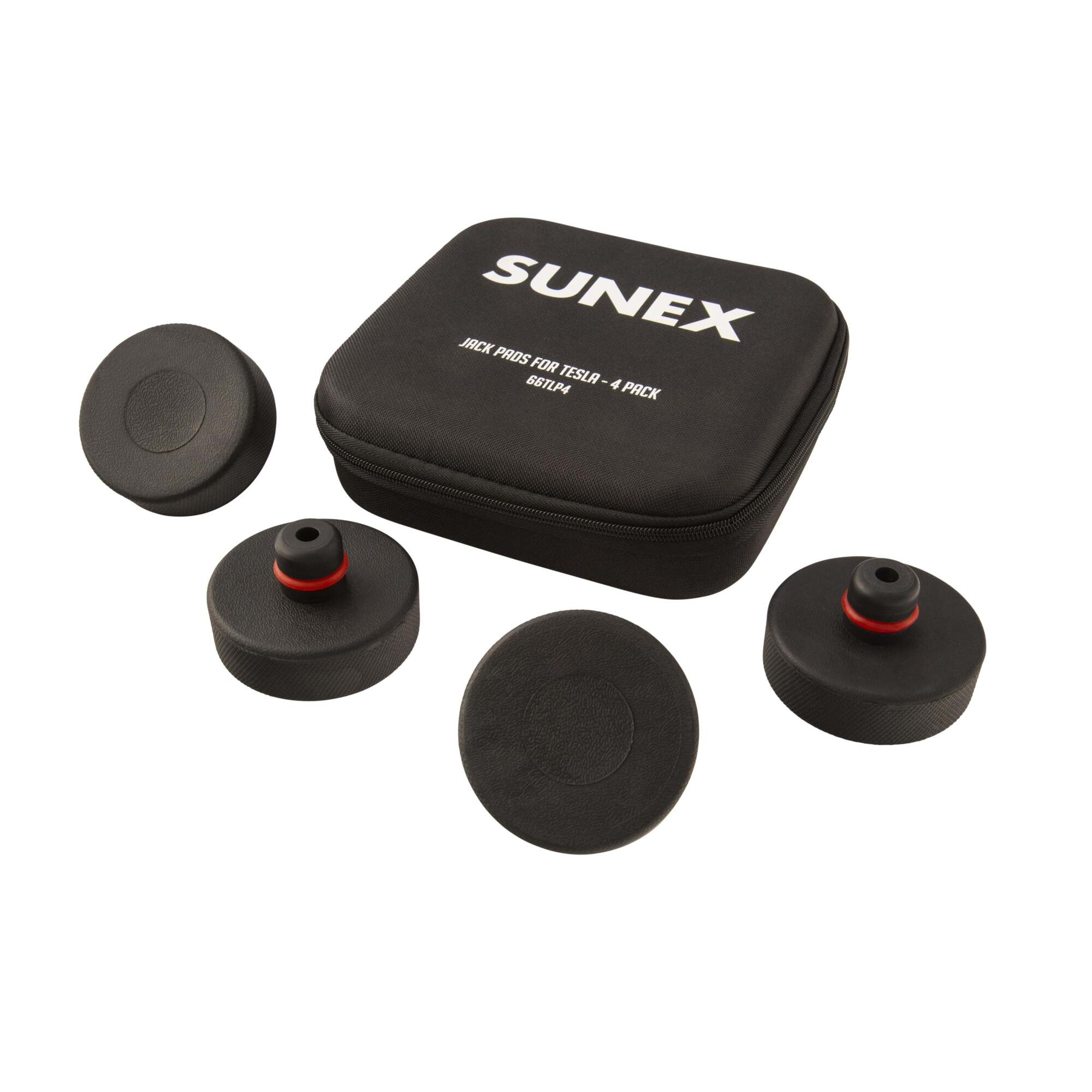 Sunex Tools Jack Pads for Tesla — Durable Rubber, Universal Fit, Slip-Resistant, 4 Pcs, Model# 66TLP4